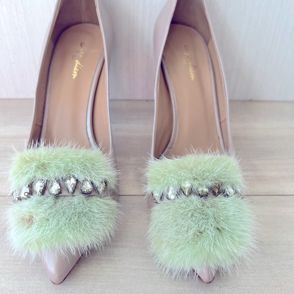 CARPE DIEM - NWOT - Pink and fur with rhinestones heels size 39 US 8/8.5 - Picture 9 of 11